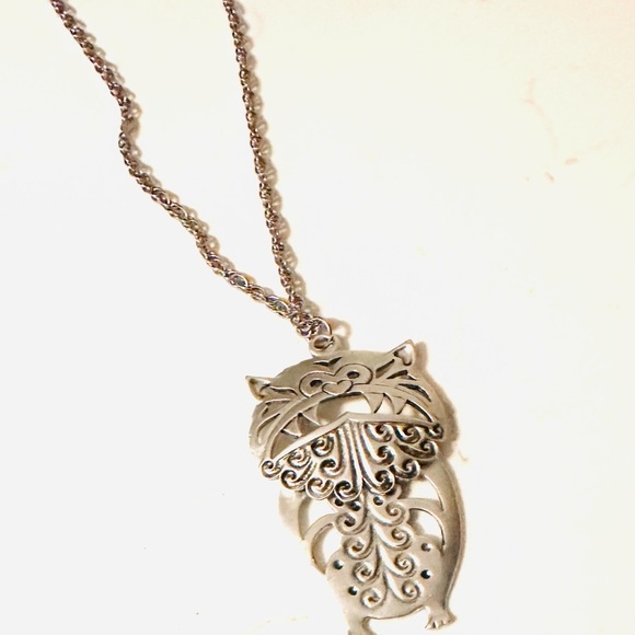 Sterling Silver chain Owl Pendant Necklace 18” - Picture 2 of 7